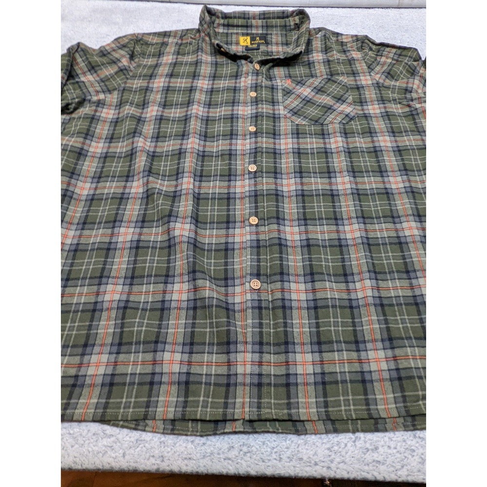Browning Mens 3XL Green Plaid Flannel Shirt Long Sleeve Outdoor Button Up ~58" - Picture 5 of 16
